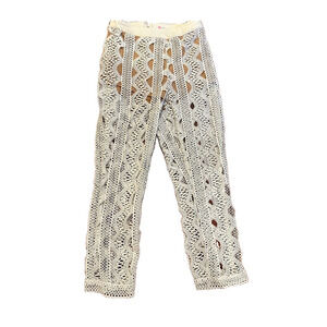 L’ATISTE WHITE CROCHET PANTS WITH NUDE LINING SHORTS